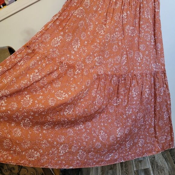 Free People Bonita Printed Midi Dress Orange Size Large - Picture 8 of 10